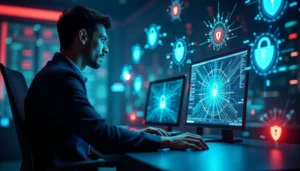 IT worker on computer